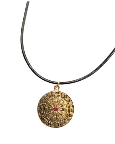 Leather Necklace Gold Dartboard