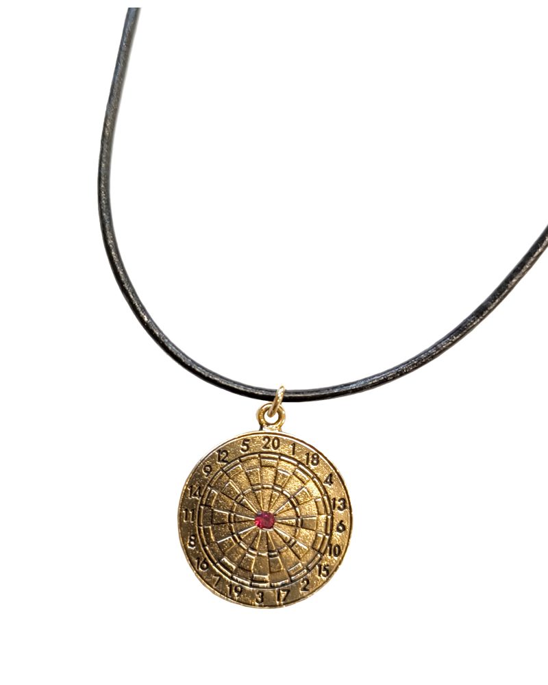 Leather Necklace Gold Dartboard