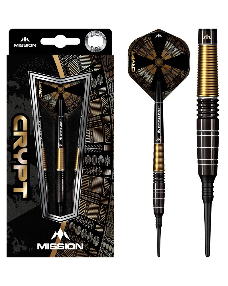 Mission Crypt Darts - Soft Tip - M1 - Black & Gold 20 gr