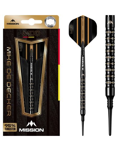 Mike De Decker Darts - 95% Tungsten - Black & Gold PVD - 20g