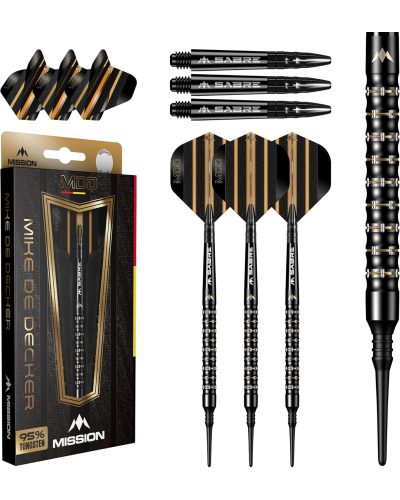 Mike De Decker Darts - 95% Tungsten - Black & Gold PVD - 20g
