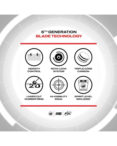 WINMAU Darts Blade 6 Triple Core Carbon Professional PDC Dartboard