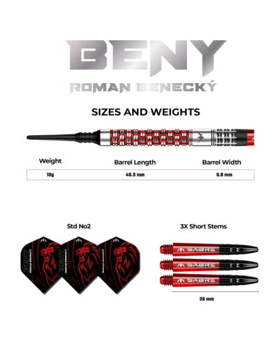 Mission Darts  Roman Benecký 90% tungsten